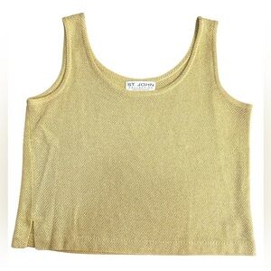 St. John Collection Gold Metallic Knit Sleeveless Tank Top Size Small Vintage